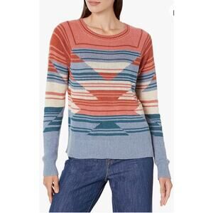 NWT Pendleton Womens Raglan 100% Cotton Tribal Ethnic Grey/Orange Sweater Small